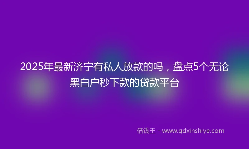 2025年最新济宁有私人放款的吗，盘点5个无论黑白户秒下款的贷款平台