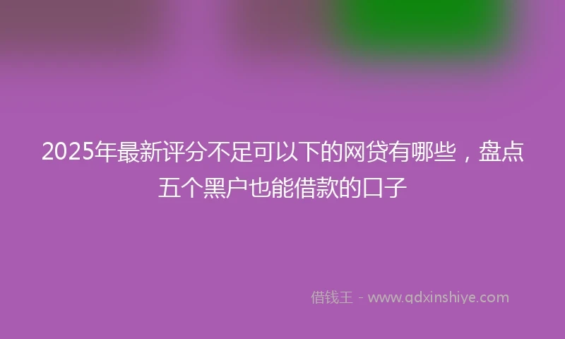 2025年最新评分不足可以下的网贷有哪些，盘点五个黑户也能借款的口子