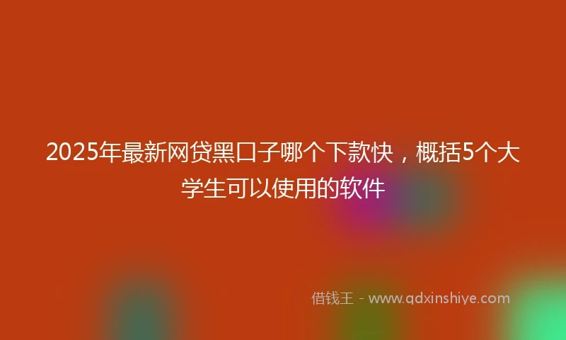 2025年最新网贷黑口子哪个下款快，概括5个大学生可以使用的软件
