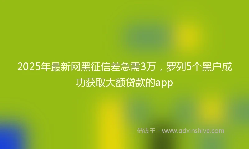 2025年最新网黑征信差急需3万，罗列5个黑户成功获取大额贷款的app