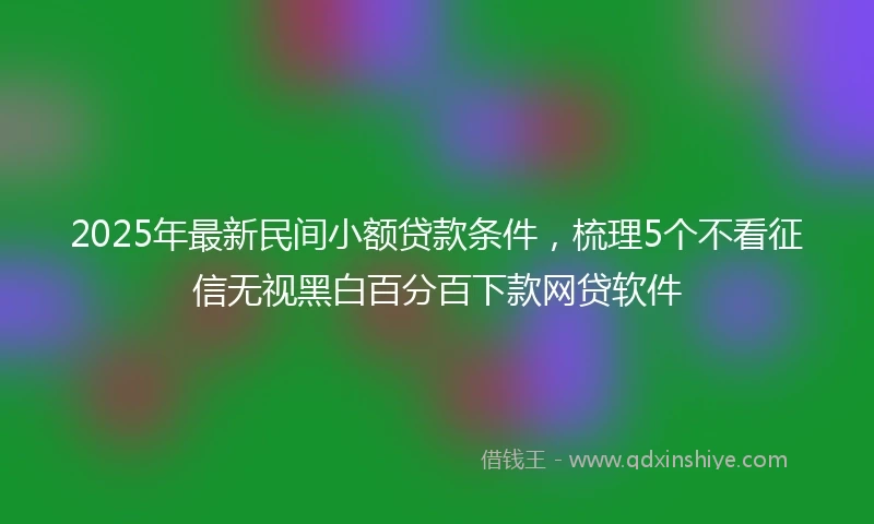 2025年最新民间小额贷款条件，梳理5个不看征信无视黑白百分百下款网贷软件