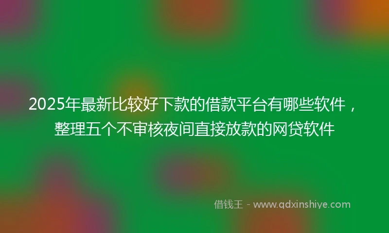 2025年最新比较好下款的借款平台有哪些软件，整理五个不审核夜间直接放款的网贷软件