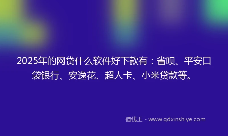 2025年的网贷什么软件好下款有：省呗、平安口袋银行、安逸花、超人卡、小米贷款等。