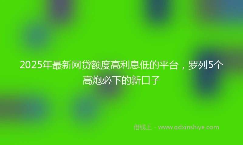 2025年最新网贷额度高利息低的平台，罗列5个高炮必下的新口子