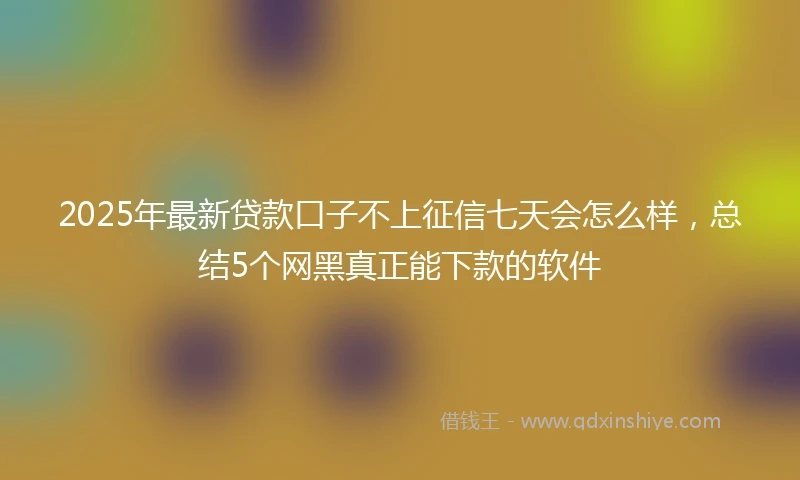 2025年最新贷款口子不上征信七天会怎么样，总结5个网黑真正能下款的软件