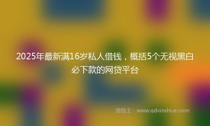 2025年最新满16岁私人借钱,概括5个无视黑白必下款的网贷平台