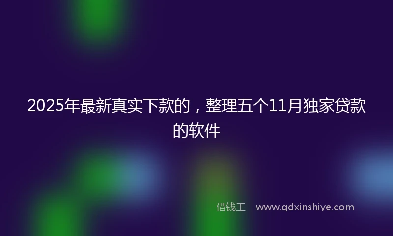 2025年最新真实下款的，整理五个11月独家贷款的软件
