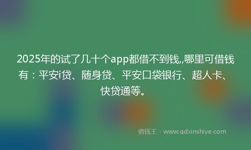 2025年的试了几十个app都借不到钱,,哪里可借钱有：平安i贷、随身贷、平安口袋银行、超人卡、快贷通等。