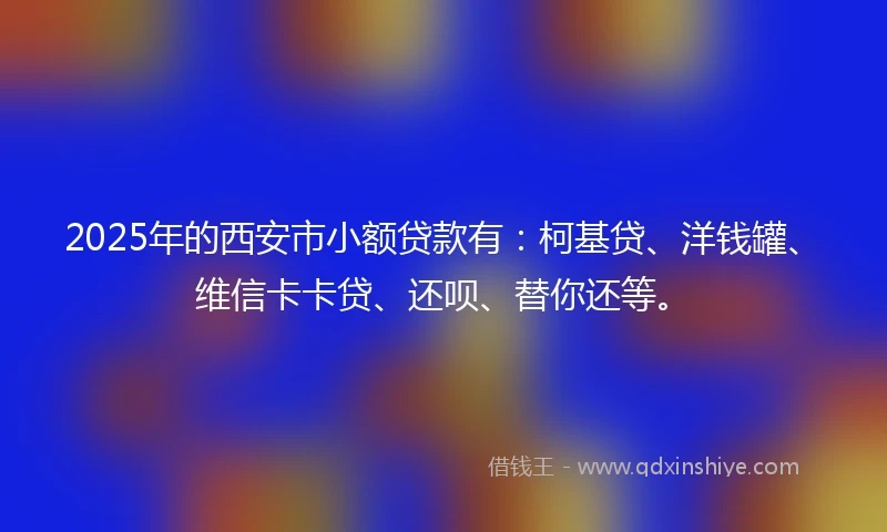 2025年的西安市小额贷款有:柯基贷、洋钱罐、维信卡卡贷、还呗、替你还等。