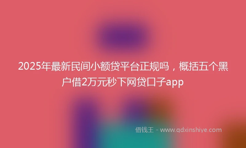 2025年最新民间小额贷平台正规吗，概括五个黑户借2万元秒下网贷口子app