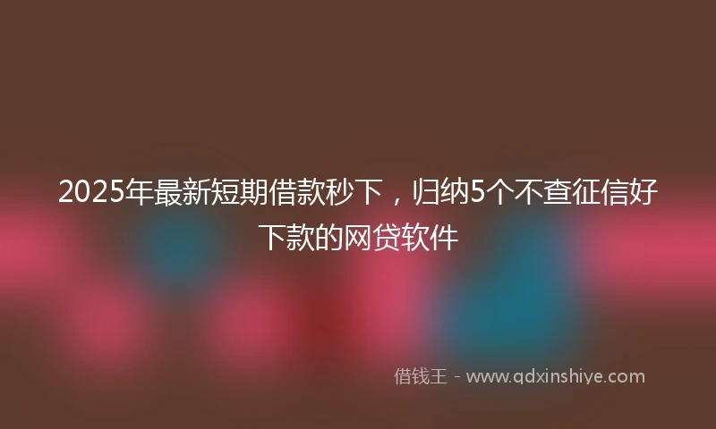 2025年最新短期借款秒下，归纳5个不查征信好下款的网贷软件