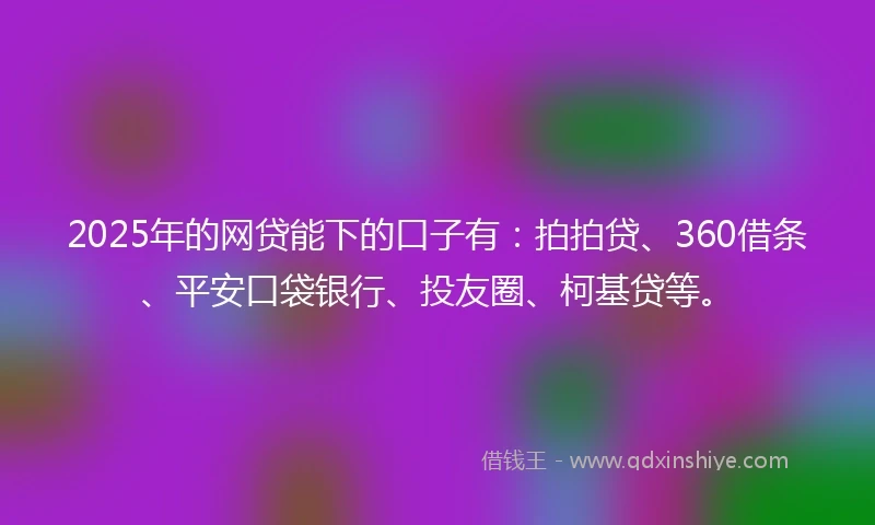 2025年的网贷能下的口子有：拍拍贷、360借条、平安口袋银行、投友圈、柯基贷等。