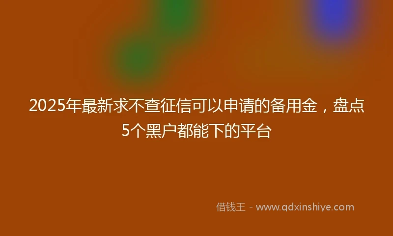 2025年最新求不查征信可以申请的备用金，盘点5个黑户都能下的平台