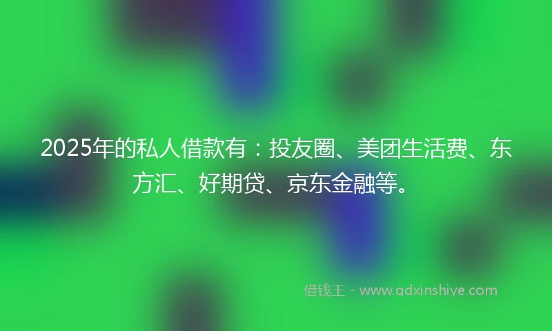2025年的私人借款有：投友圈、美团生活费、东方汇、好期贷、京东金融等。