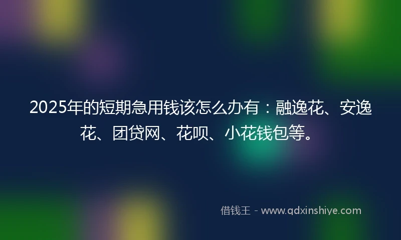 2025年的短期急用钱该怎么办有：融逸花、安逸花、团贷网、花呗、小花钱包等。