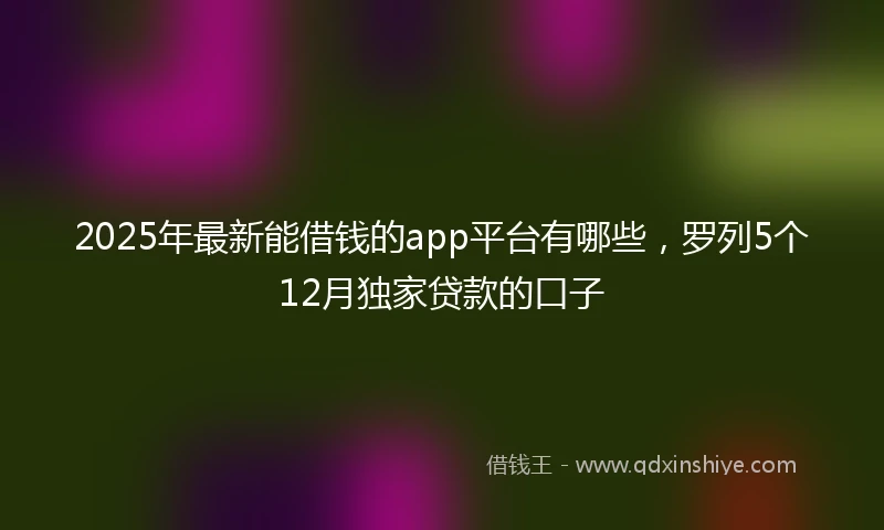 2025年最新能借钱的app平台有哪些，罗列5个12月独家贷款的口子