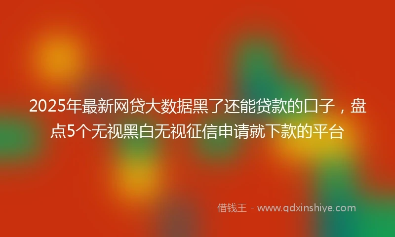 2025年最新网贷大数据黑了还能贷款的口子，盘点5个无视黑白无视征信申请就下款的平台