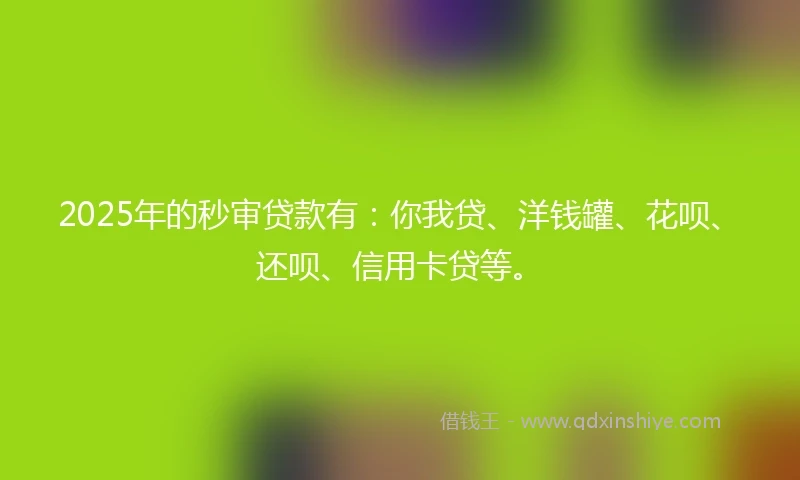 2025年的秒审贷款有：你我贷、洋钱罐、花呗、还呗、信用卡贷等。