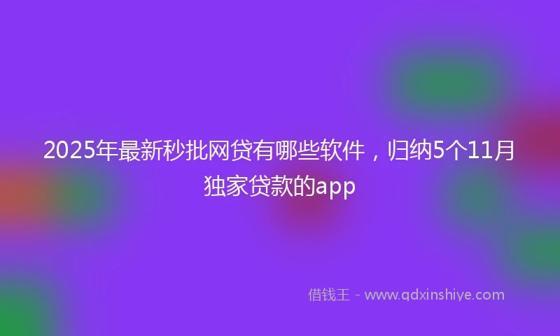 2025年最新秒批网贷有哪些软件，归纳5个11月独家贷款的app