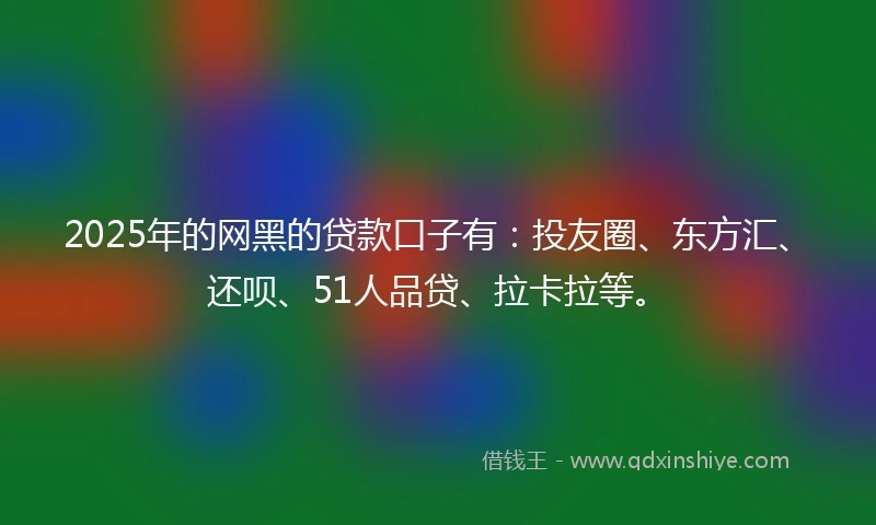 2025年的网黑的贷款口子有：投友圈、东方汇、还呗、51人品贷、拉卡拉等。