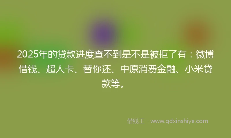 2025年的贷款进度查不到是不是被拒了有：微博借钱、超人卡、替你还、中原消费金融、小米贷款等。