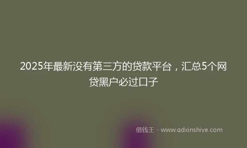 2025年最新没有第三方的贷款平台，汇总5个网贷黑户必过口子