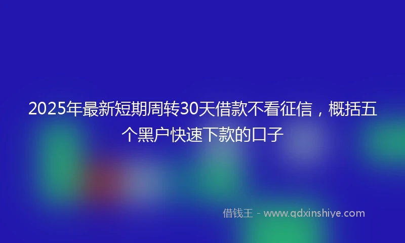 2025年最新短期周转30天借款不看征信，概括五个黑户快速下款的口子
