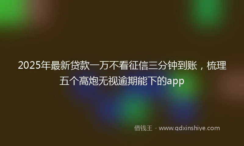 2025年最新贷款一万不看征信三分钟到账,梳理五个高炮无视逾期能下的app