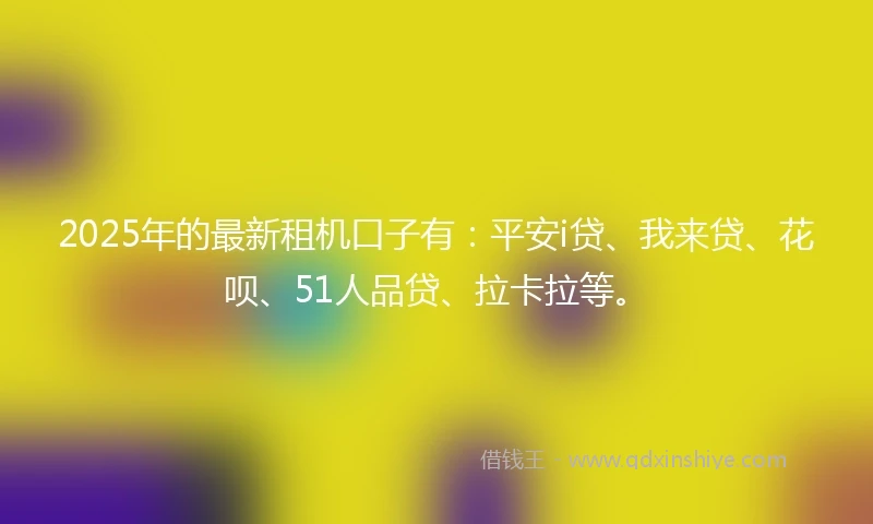 2025年的最新租机口子有：平安i贷、我来贷、花呗、51人品贷、拉卡拉等。