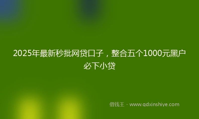 2025年最新秒批网贷口子，整合五个1000元黑户必下小贷
