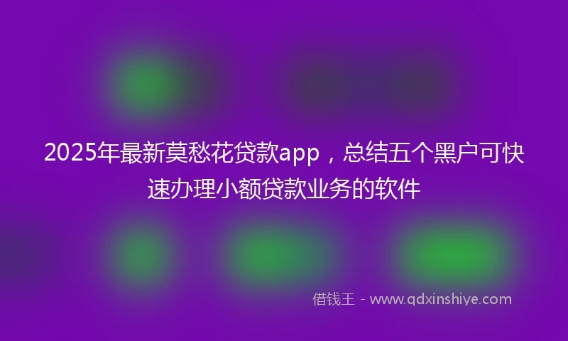 2025年最新莫愁花贷款app，总结五个黑户可快速办理小额贷款业务的软件