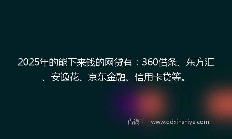 2025年的能下来钱的网贷有：360借条、东方汇、安逸花、京东金融、信用卡贷等。