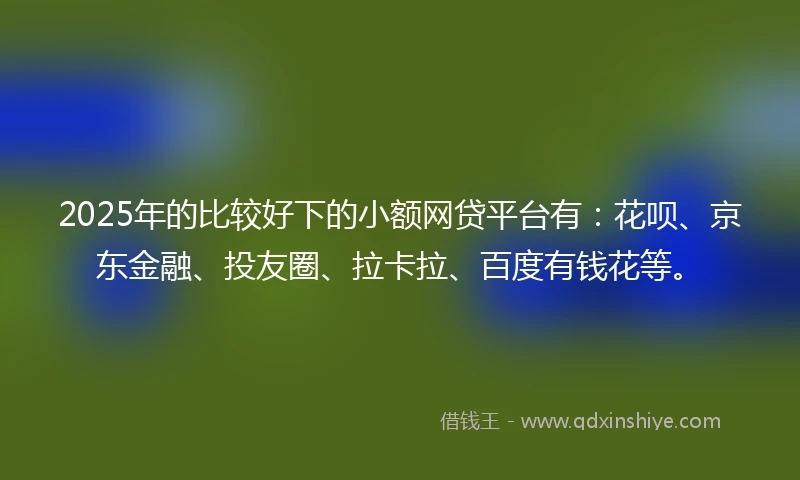 2025年的比较好下的小额网贷平台有：花呗、京东金融、投友圈、拉卡拉、百度有钱花等。