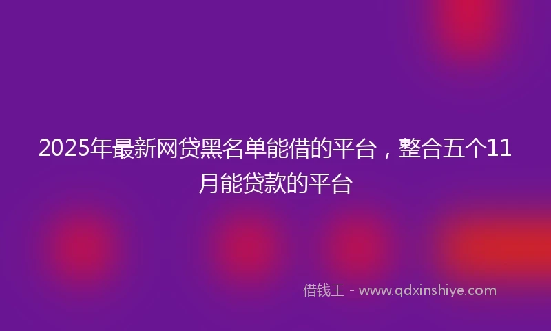 2025年最新网贷黑名单能借的平台,整合五个11月能贷款的平台