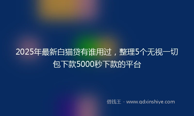 2025年最新白猫贷有谁用过，整理5个无视一切包下款5000秒下款的平台