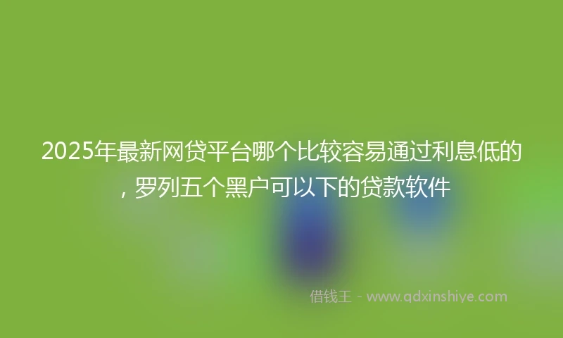 2025年最新网贷平台哪个比较容易通过利息低的，罗列五个黑户可以下的贷款软件