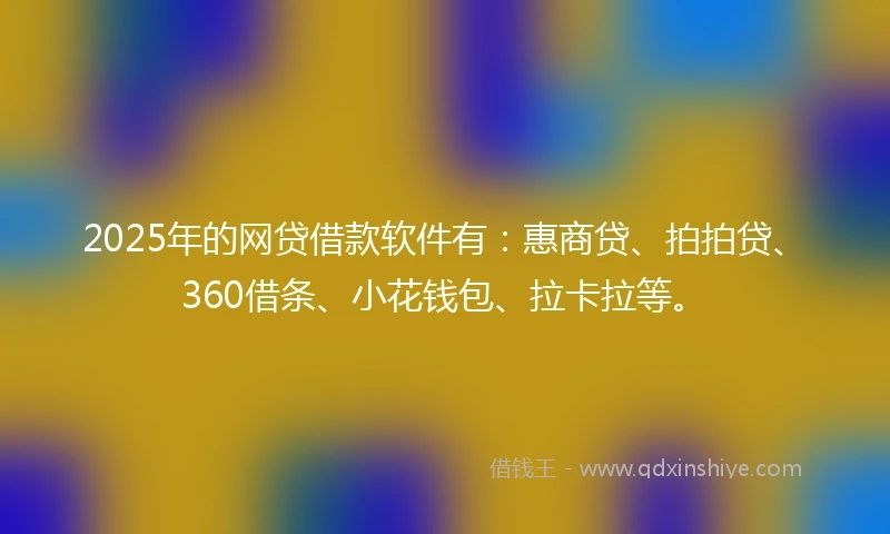 2025年的网贷借款软件有：惠商贷、拍拍贷、360借条、小花钱包、拉卡拉等。