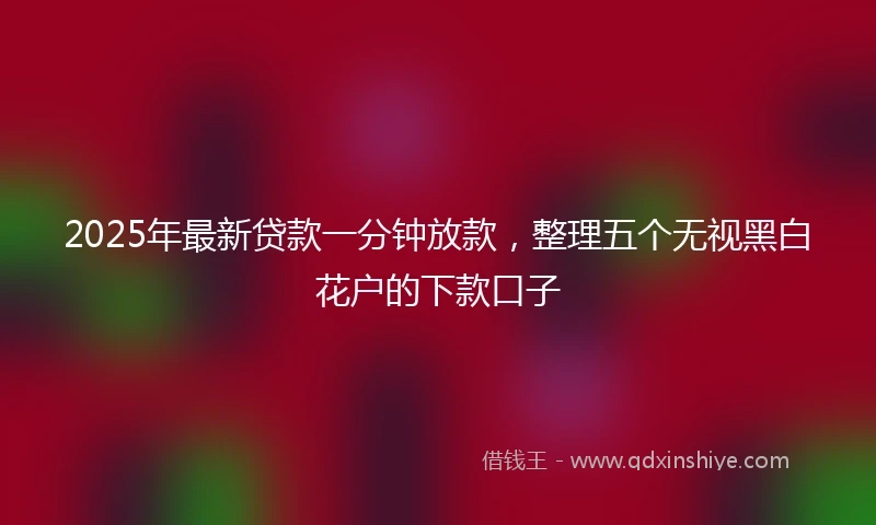 2025年最新贷款一分钟放款，整理五个无视黑白花户的下款口子