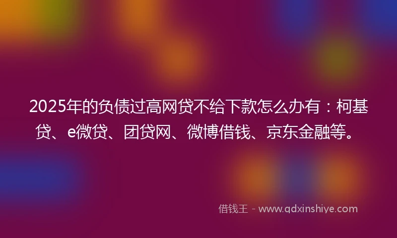 2025年的负债过高网贷不给下款怎么办有:柯基贷、e微贷、团贷网、微博借钱、京东金融等。