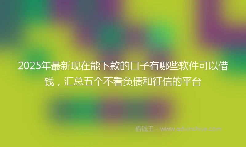 2025年最新现在能下款的口子有哪些软件可以借钱，汇总五个不看负债和征信的平台
