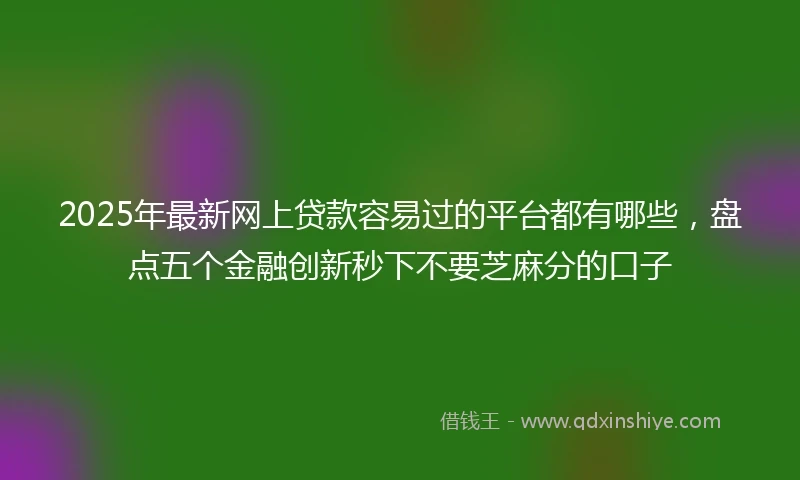 2025年最新网上贷款容易过的平台都有哪些，盘点五个金融创新秒下不要芝麻分的口子