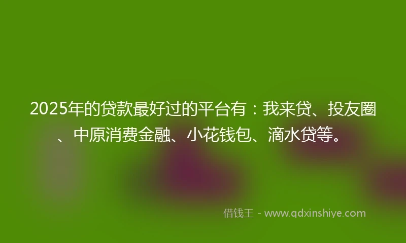 2025年的贷款最好过的平台有：我来贷、投友圈、中原消费金融、小花钱包、滴水贷等。