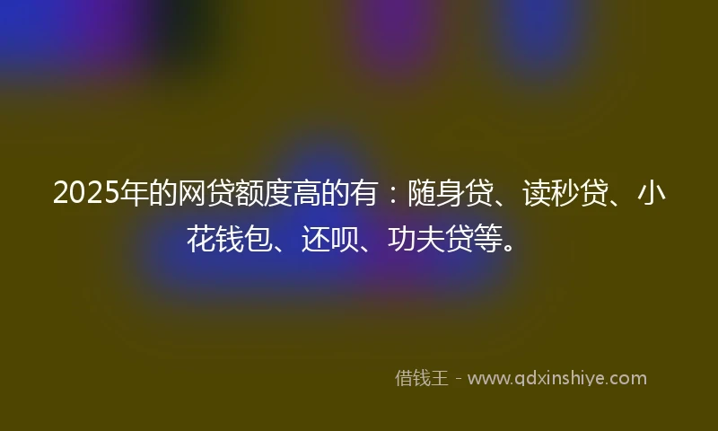 2025年的网贷额度高的有：随身贷、读秒贷、小花钱包、还呗、功夫贷等。