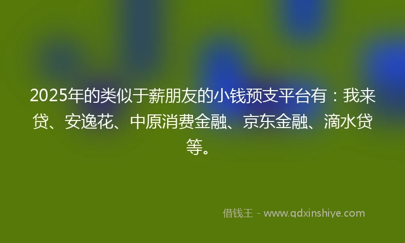2025年的类似于薪朋友的小钱预支平台有：我来贷、安逸花、中原消费金融、京东金融、滴水贷等。