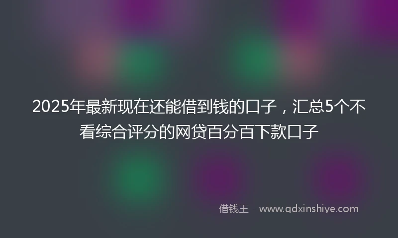 2025年最新现在还能借到钱的口子，汇总5个不看综合评分的网贷百分百下款口子