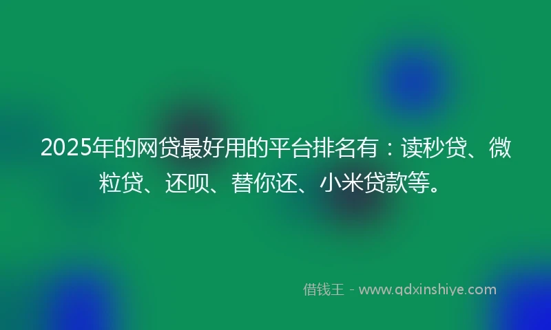 2025年的网贷最好用的平台排名有：读秒贷、微粒贷、还呗、替你还、小米贷款等。