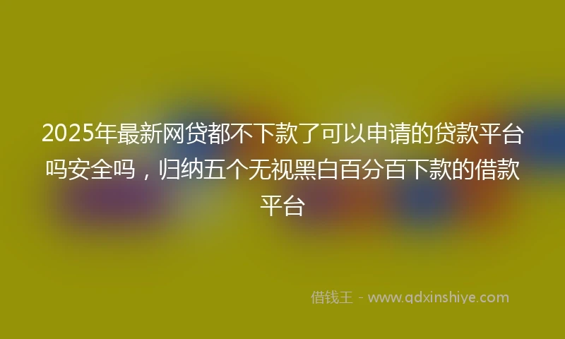 2025年最新网贷都不下款了可以申请的贷款平台吗安全吗，归纳五个无视黑白百分百下款的借款平台