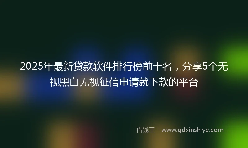 2025年最新贷款软件排行榜前十名，分享5个无视黑白无视征信申请就下款的平台