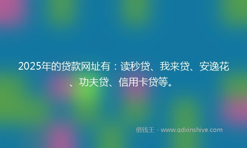 2025年的贷款网址有：读秒贷、我来贷、安逸花、功夫贷、信用卡贷等。