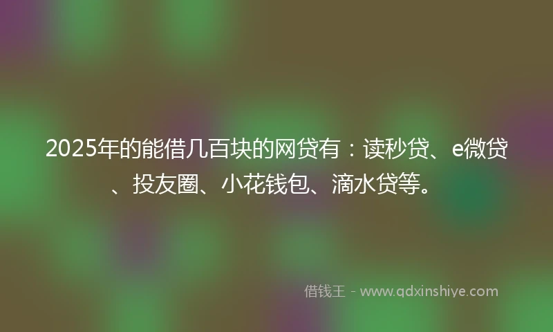 2025年的能借几百块的网贷有：读秒贷、e微贷、投友圈、小花钱包、滴水贷等。